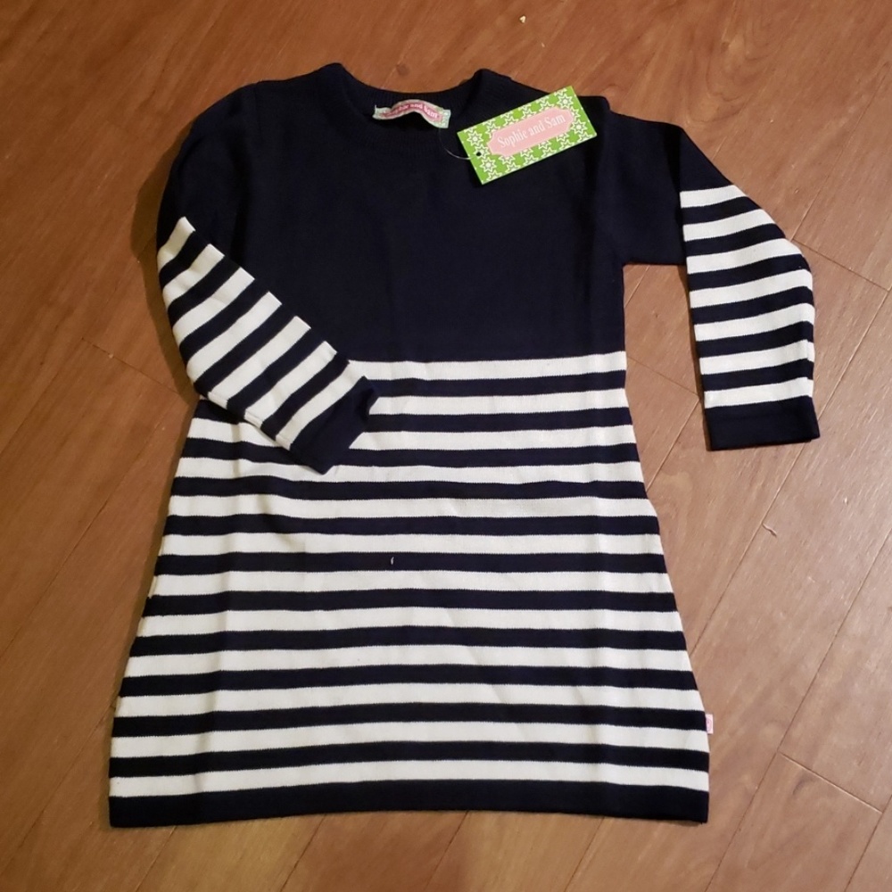 Navy and white stripped cotton dress